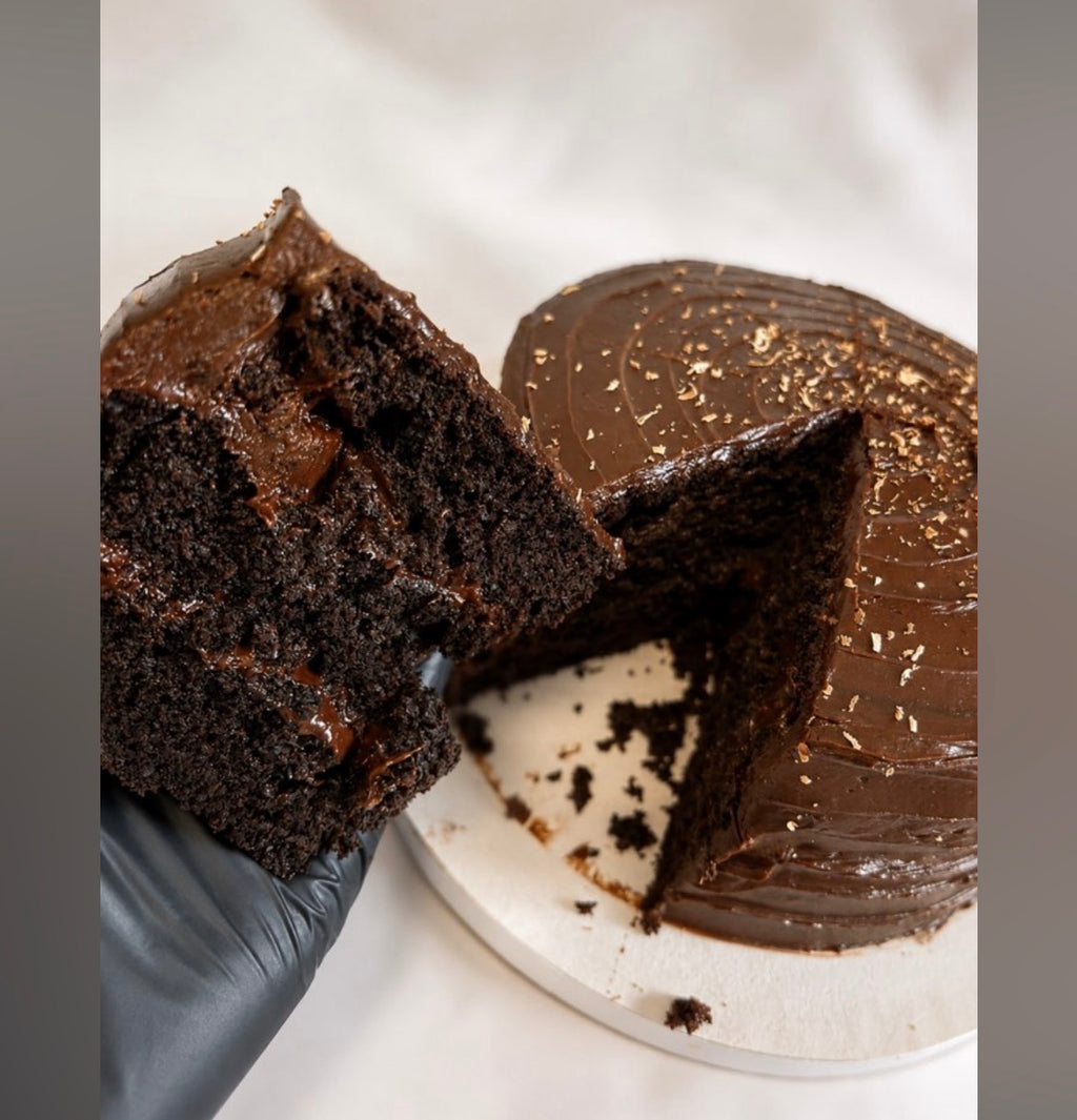 Mega chocolate fudge cake slice